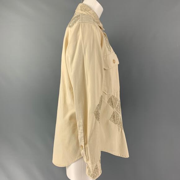 POLO by RALPH LAUREN Size M Beige Cotton Beaded Jacket - Picture 2 of 6